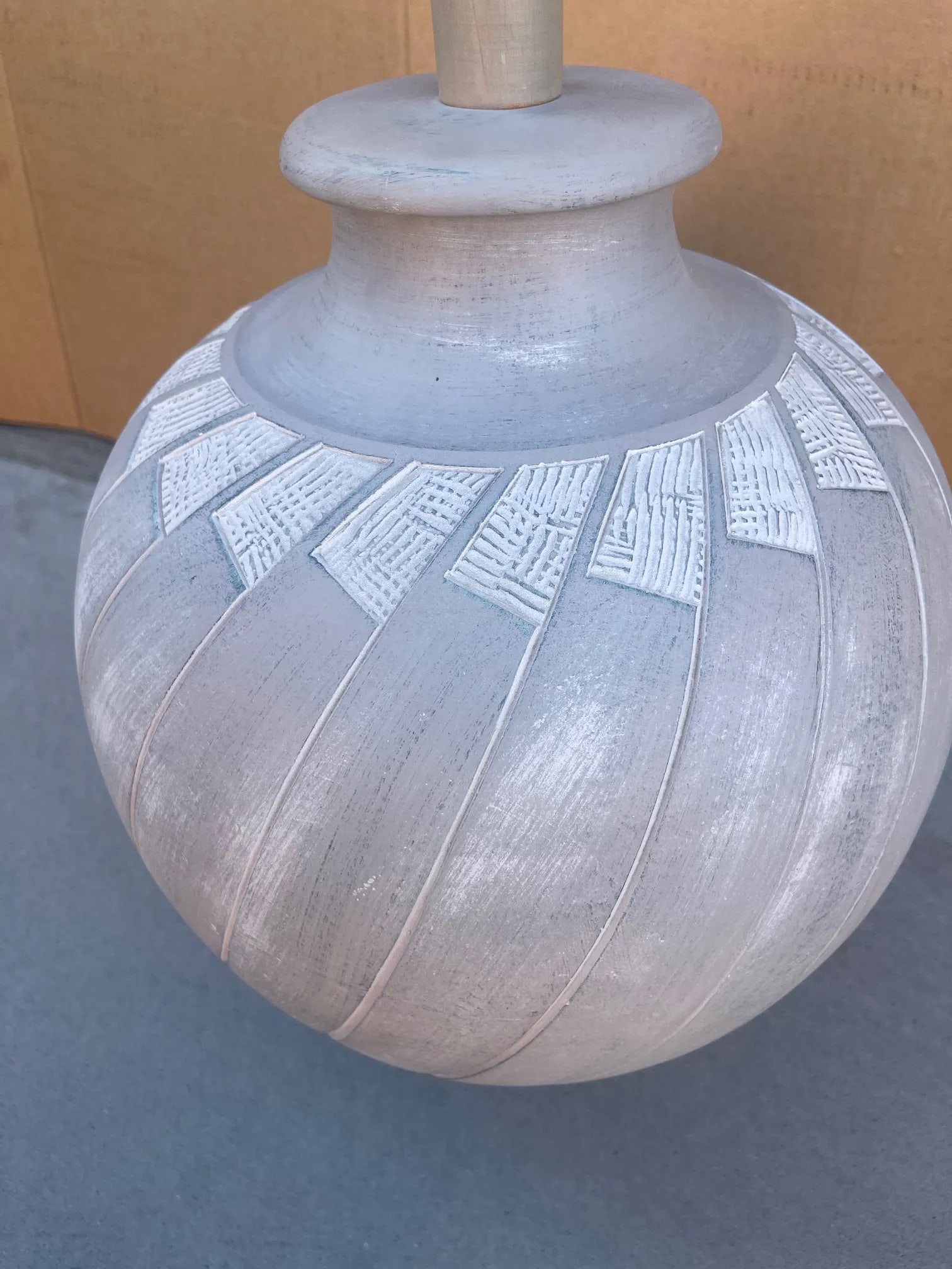 1980s Mid-Century Casual Lamps of California Gray Southwest Table Lamp - 4