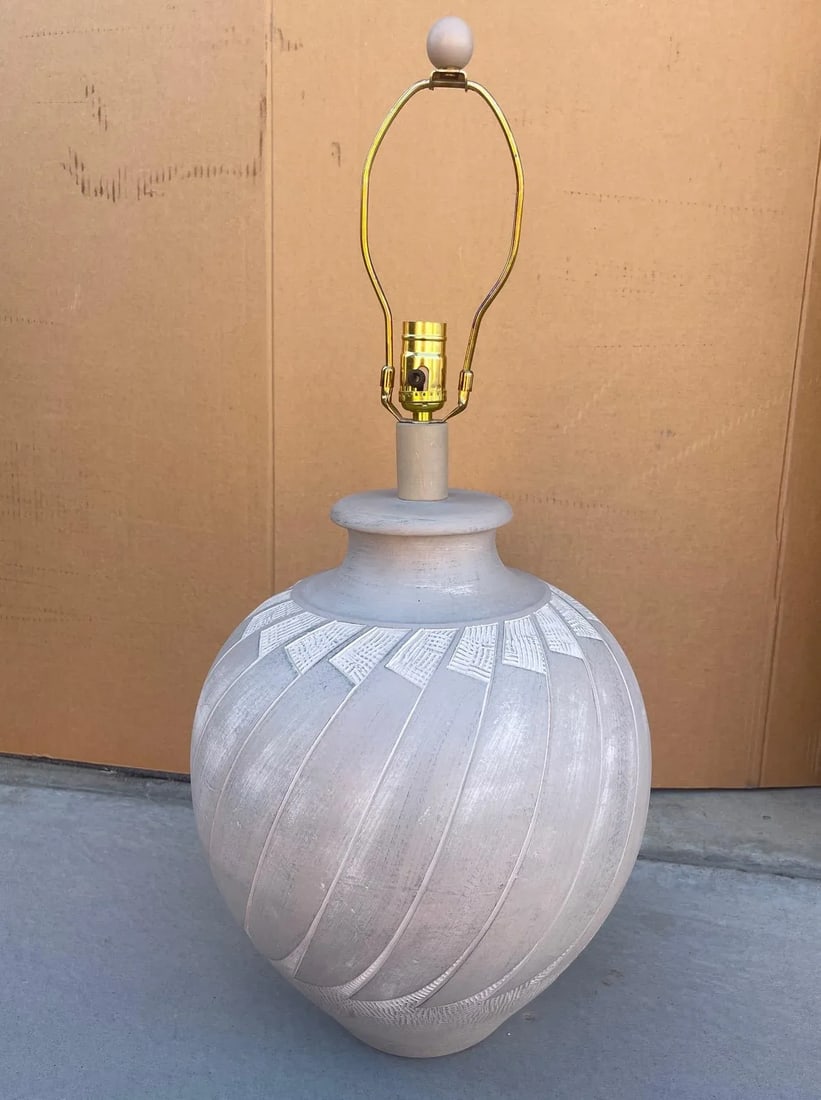 1980s Mid-Century Casual Lamps of California Gray Southwest Table Lamp - 8