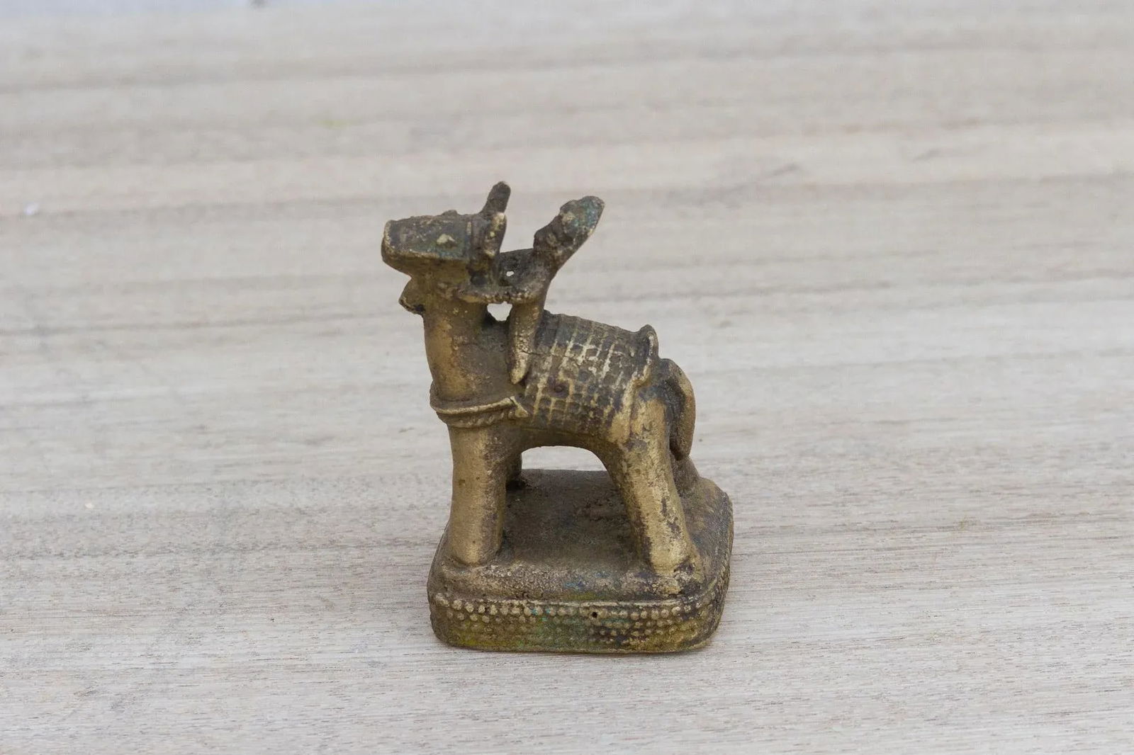Vintage Tarnished Brass Indian Figurine - 6
