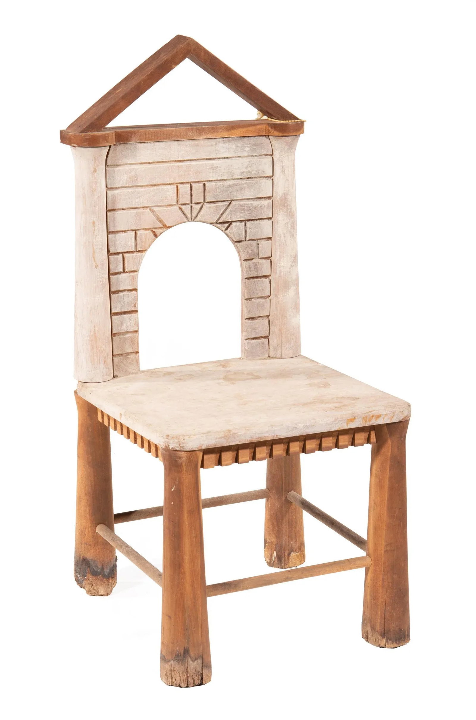 Attributed to Mario Villa Carved and Painted Mahogany Architectural Side Chair - 13