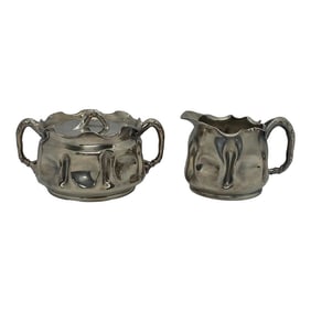 Late 19th Century Pairpoint Mfg Co. Quadruple Plate Creamer and Sugar Set- 2 Pieces