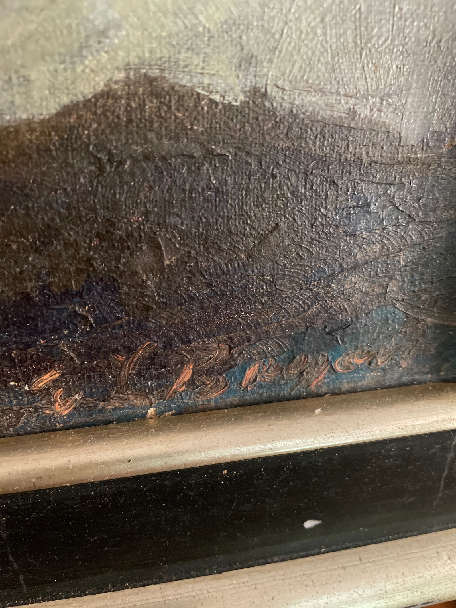 Vintage European School Hydrangeas Bouquet Still Life Oil Painting, Framed - 7