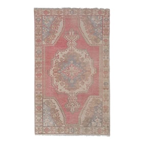 1960s Vintage Pale Turkish Oushak Rug - Designer Rug 4'6'' X 7'2''