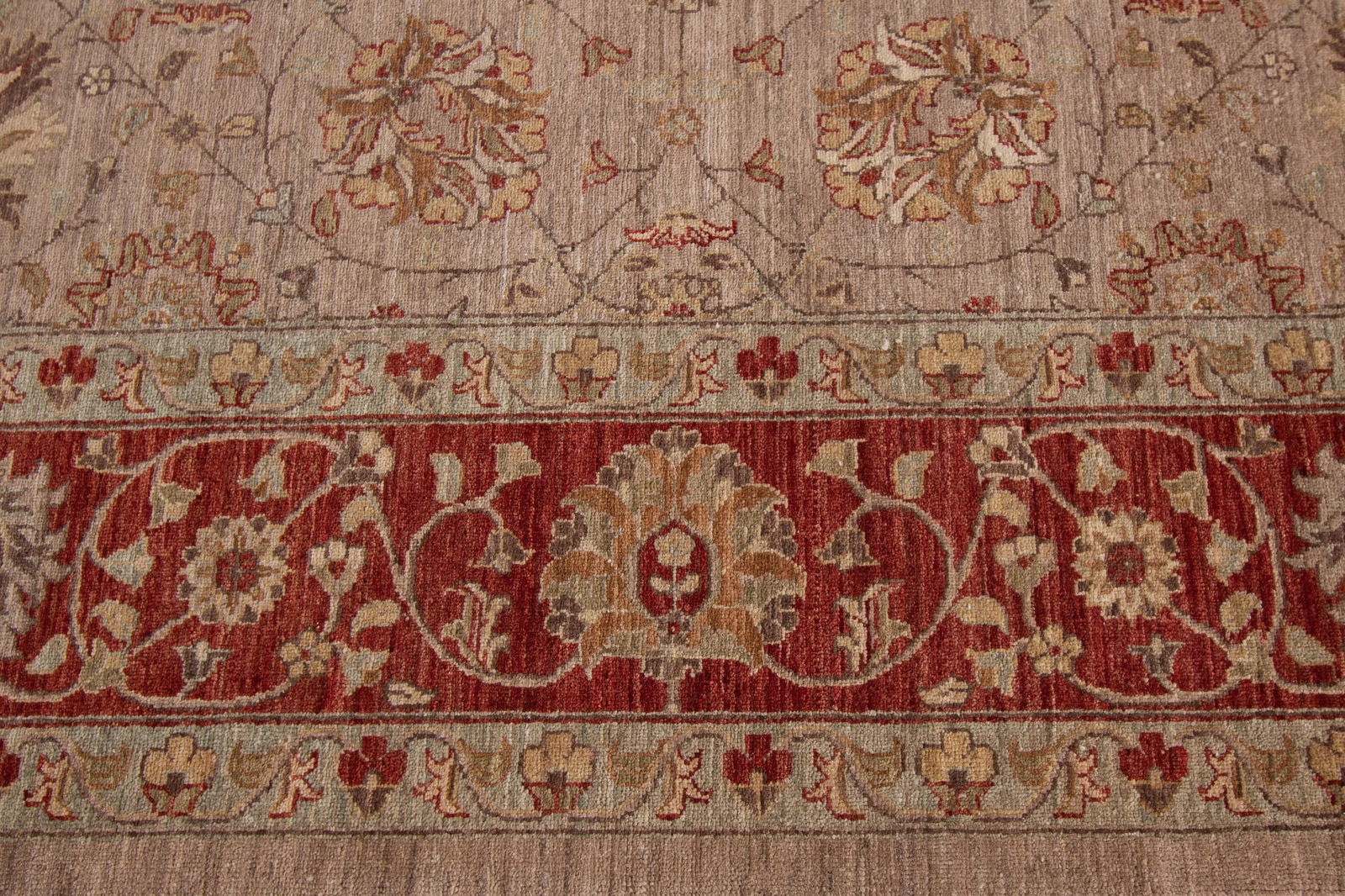 Contemporary Indian Tabriz Handmade Beige Floral Wool Rug - 7