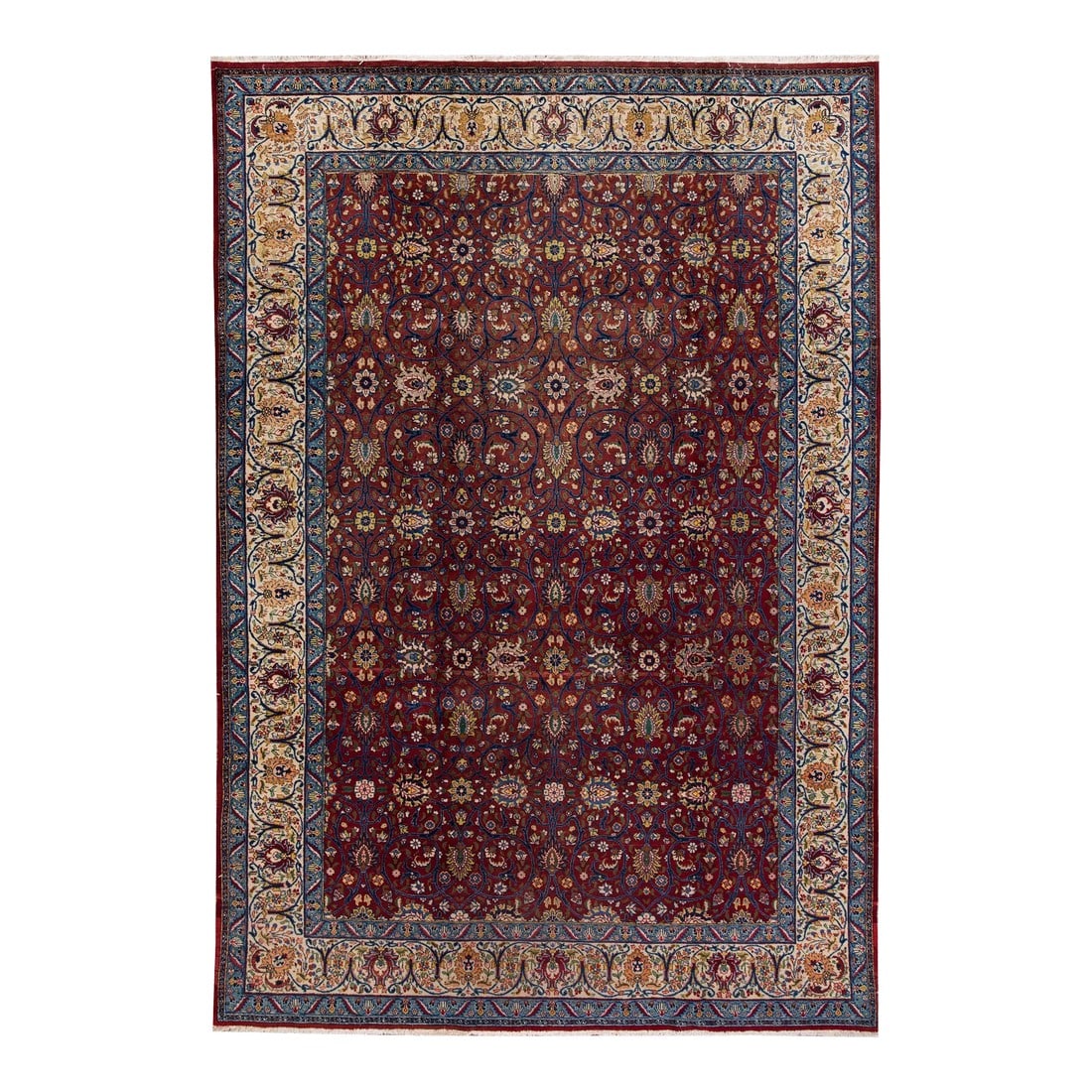 Vintage Persian Tabriz Handmade Red Floral Wool Rug (1 of 5)