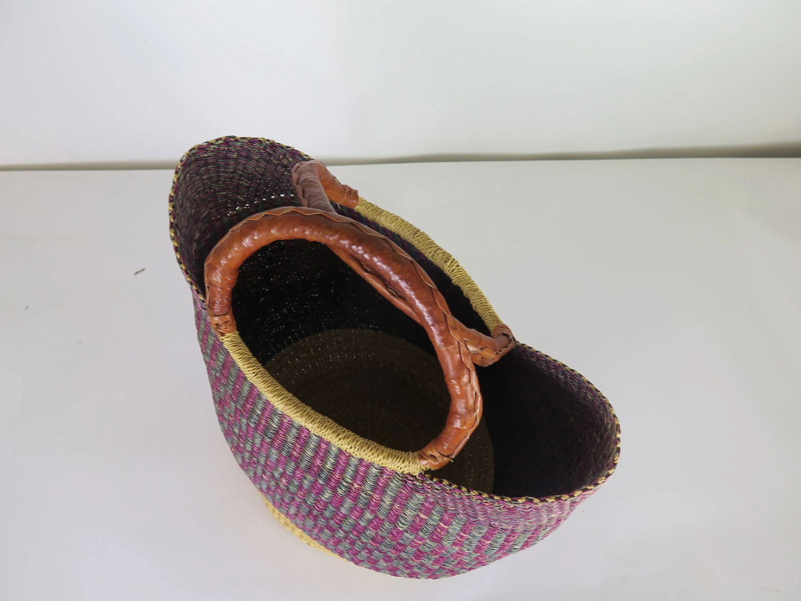 Purple and Green Handcrafted African Basket - 3
