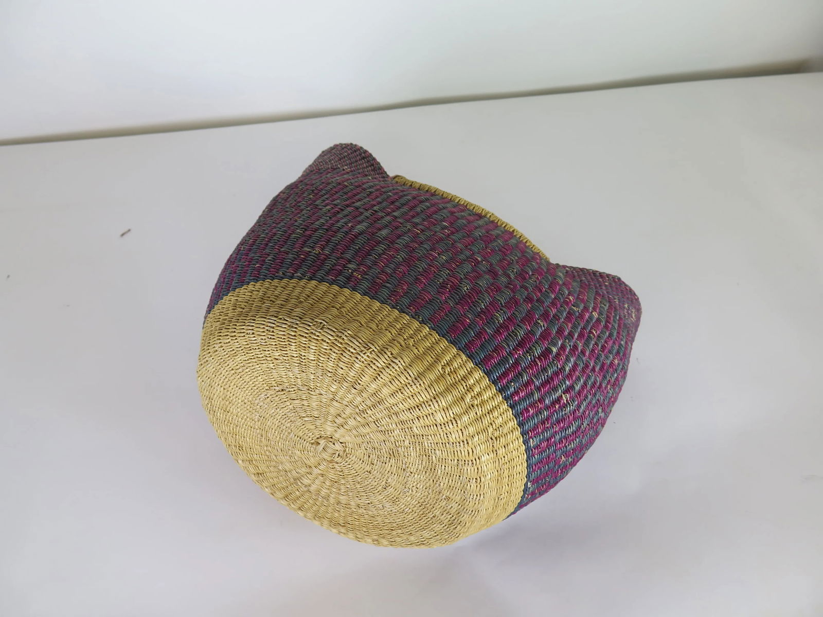 Purple and Green Handcrafted African Basket - 4
