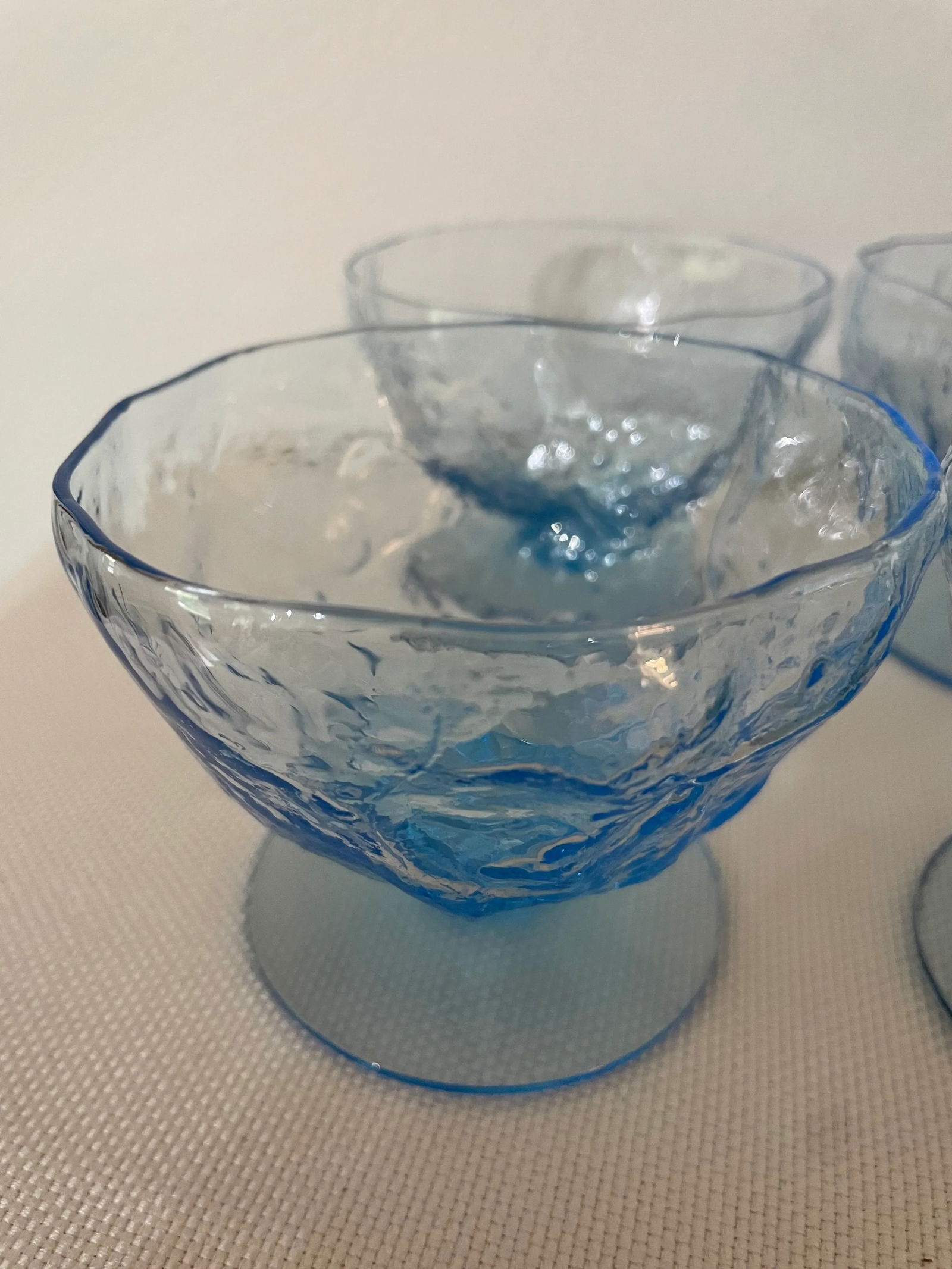 1960's Morgantown Crinkle Blue Tall Sherbet Glasses- Set of 6 - 2