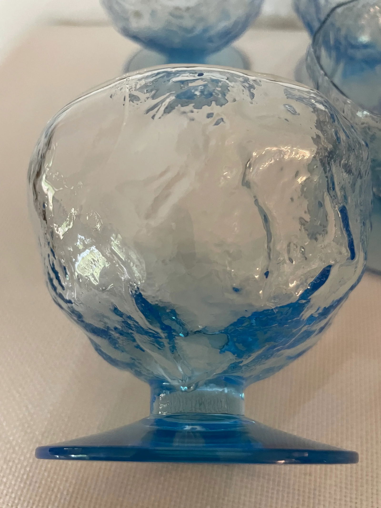 1960's Morgantown Crinkle Blue Tall Sherbet Glasses- Set of 6 - 4