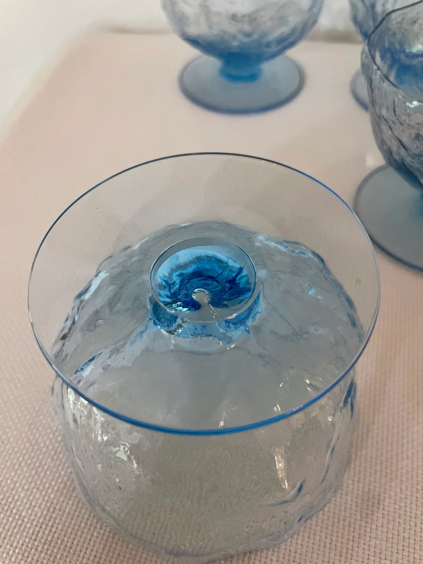 1960's Morgantown Crinkle Blue Tall Sherbet Glasses- Set of 6 - 5