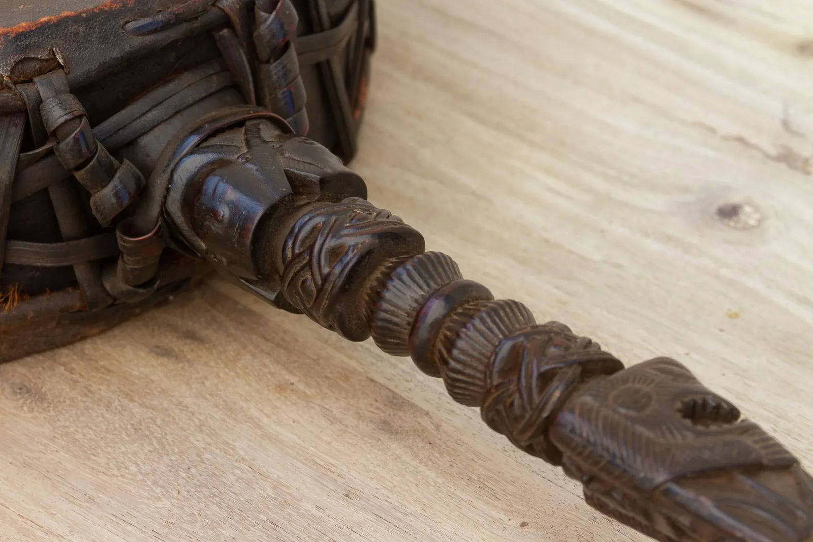 Antique Nepalese Carved Shaman Drum - 10