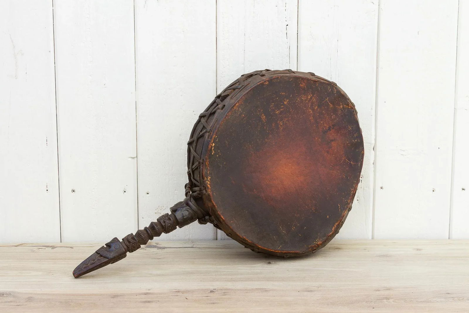 Antique Nepalese Carved Shaman Drum - 11