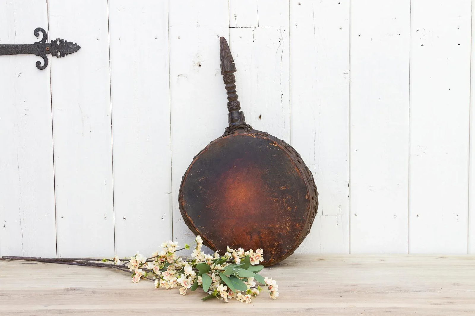 Antique Nepalese Carved Shaman Drum - 12