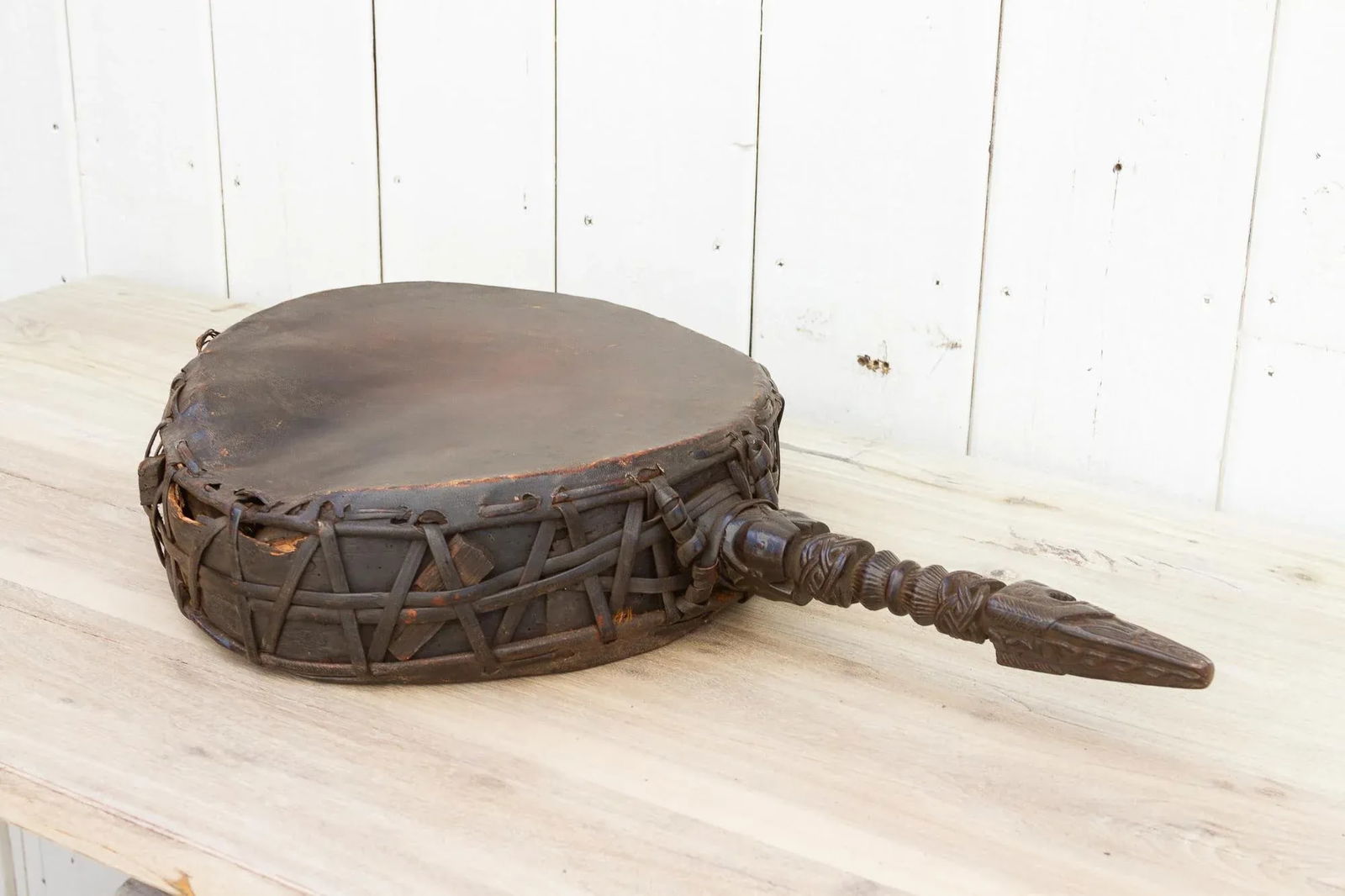Antique Nepalese Carved Shaman Drum - 5