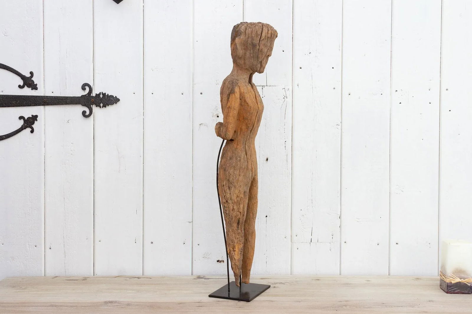 Antique Fossilized Wooden Asian Statue - 10