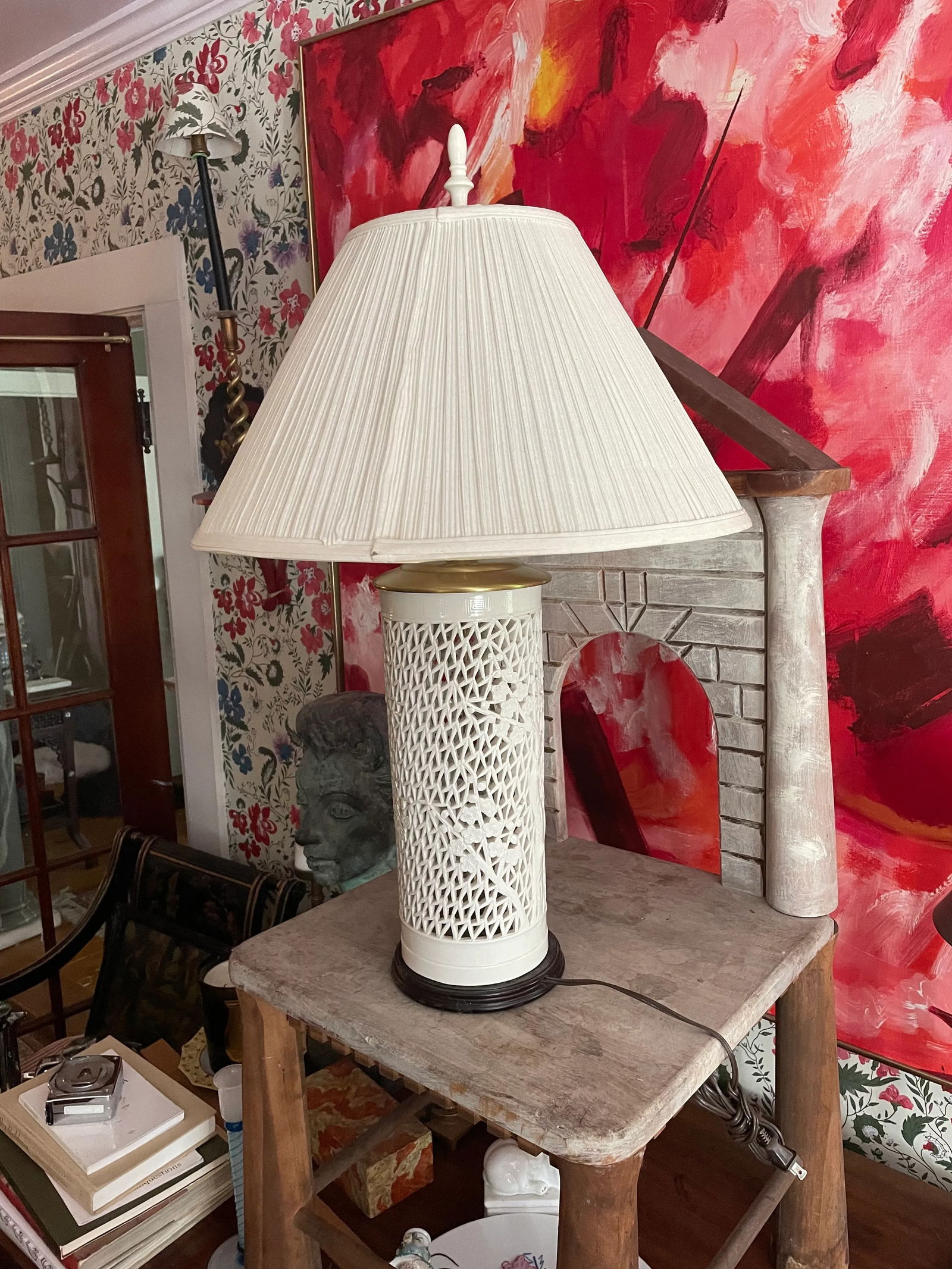 Chinese Blanc De Chine White Reticulated Porcelain Ceramic Lamp - 8