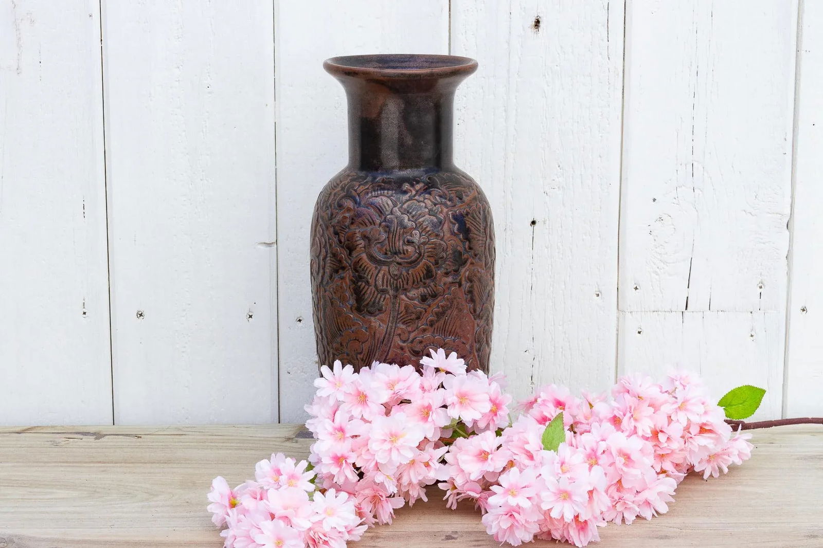 Distressed Brown Thai Vase - 7