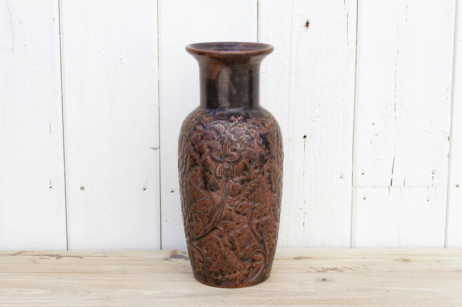 Distressed Brown Thai Vase - 8