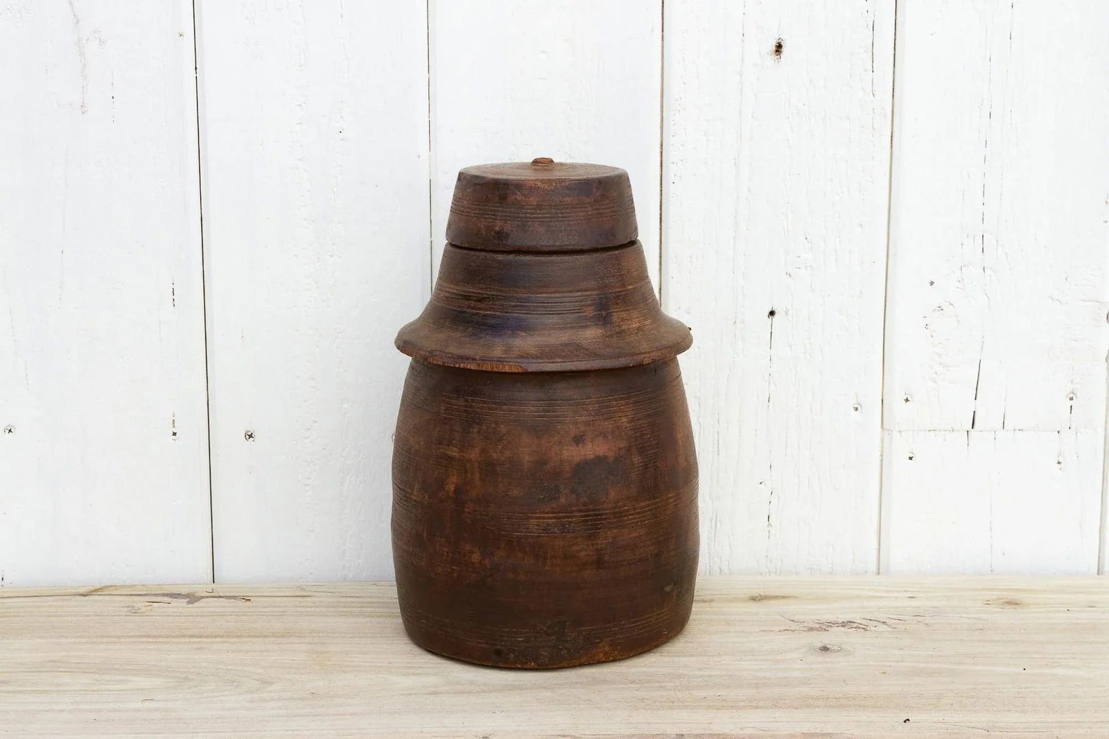 Antique Rustic Lidded Nepalese Food Jar - 10