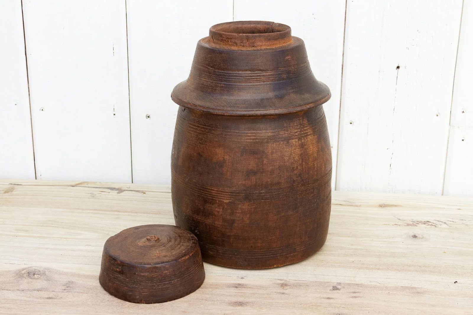 Antique Rustic Lidded Nepalese Food Jar - 4