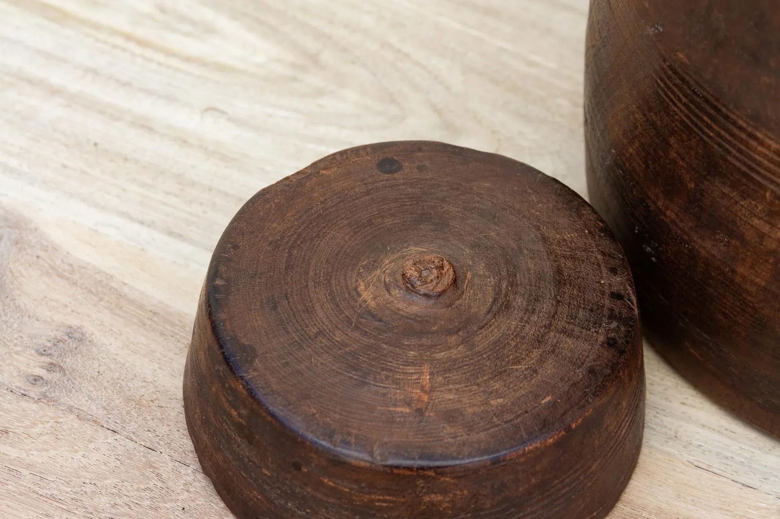 Antique Rustic Lidded Nepalese Food Jar - 5