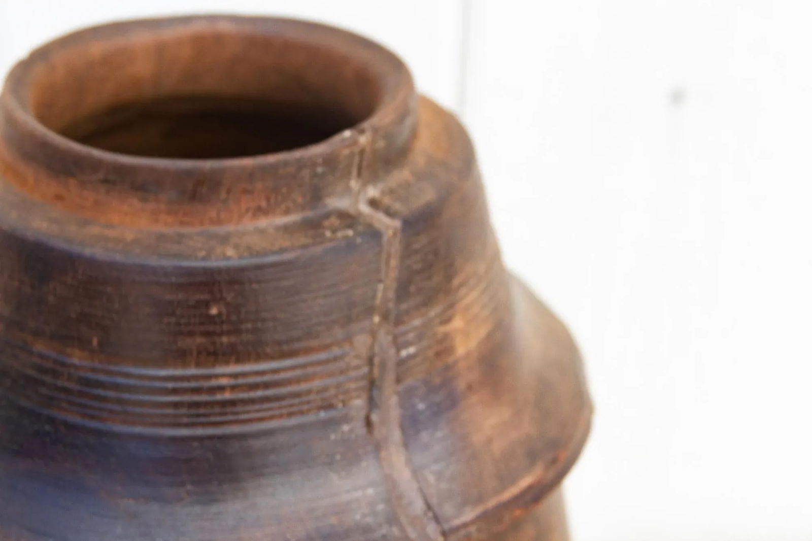 Antique Rustic Lidded Nepalese Food Jar - 7