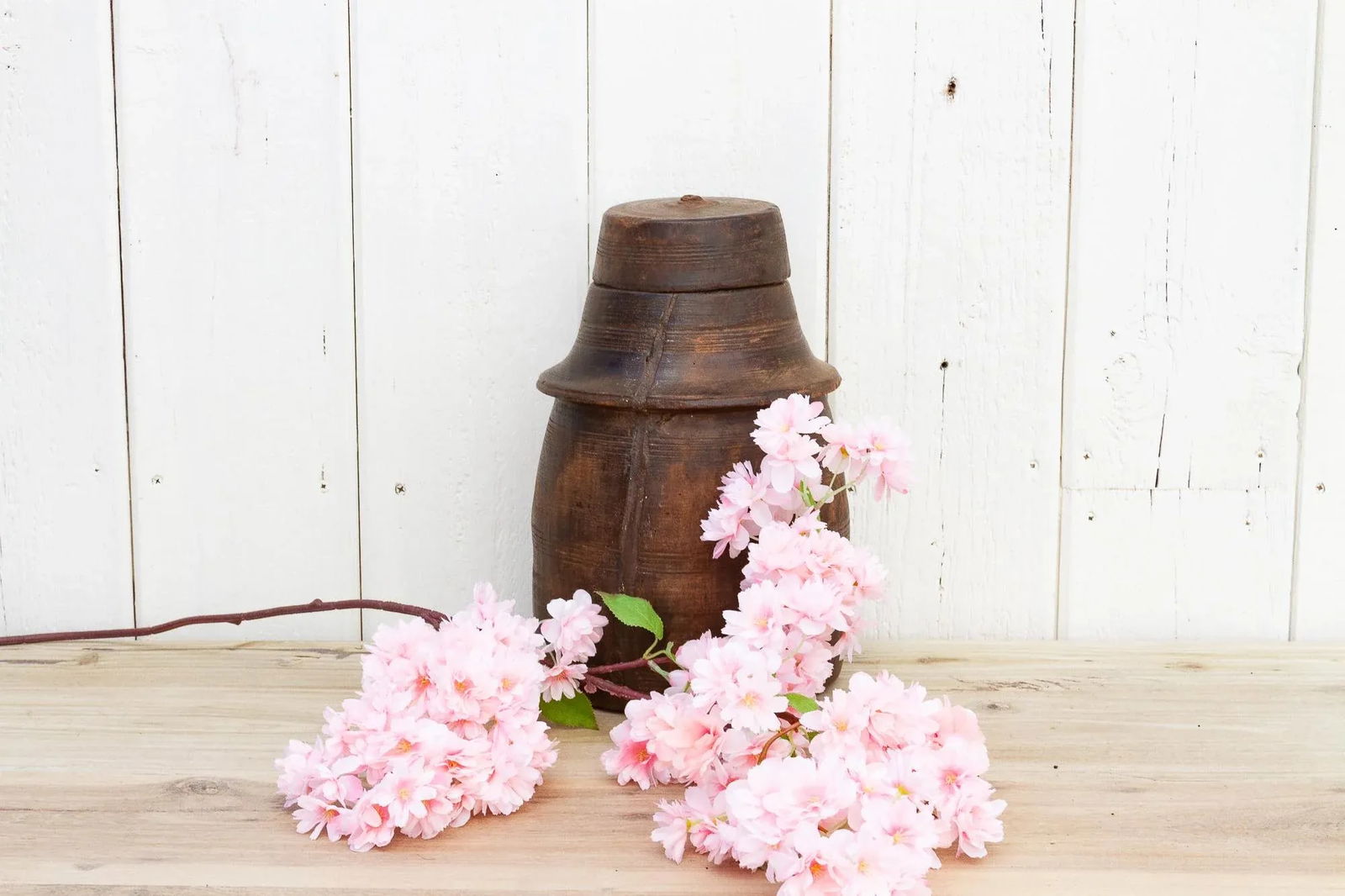 Antique Rustic Lidded Nepalese Food Jar - 9