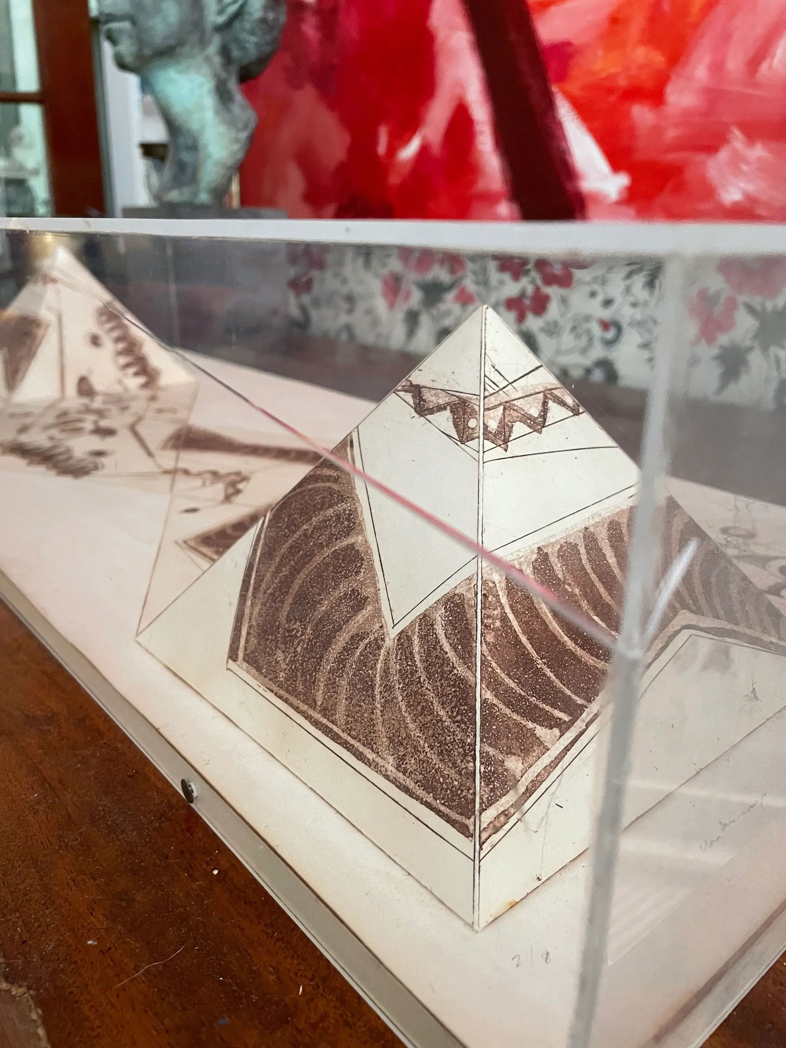 Benigna Chilla Artwork Diorama of Two Egyptian Style Pyramids - 4