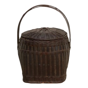Vintage Thai Wicker Market Basket
