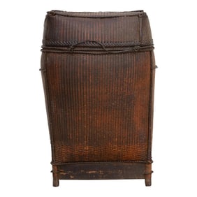 Antique Rattan Storage Basket From Thailand
