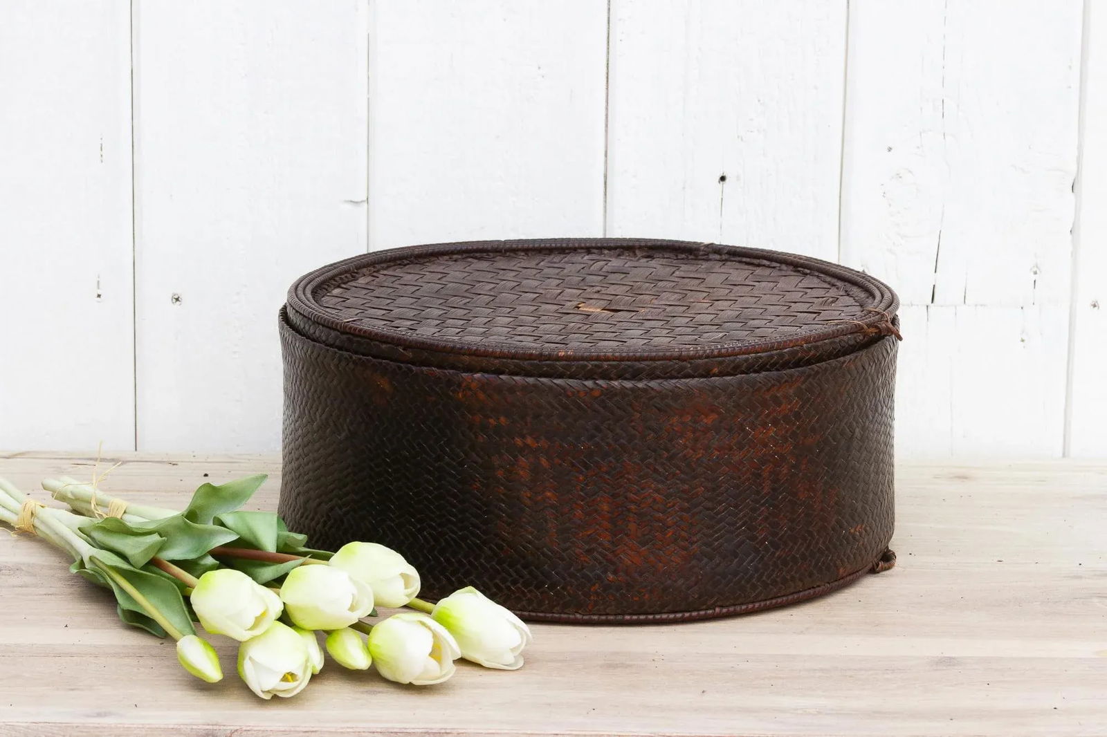 19th Century Round Akha Tribe Woven Basket - 3