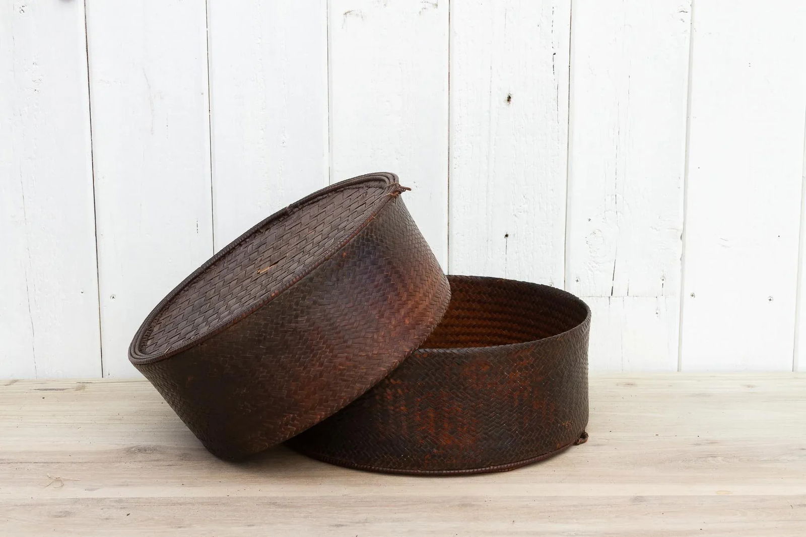 19th Century Round Akha Tribe Woven Basket - 7