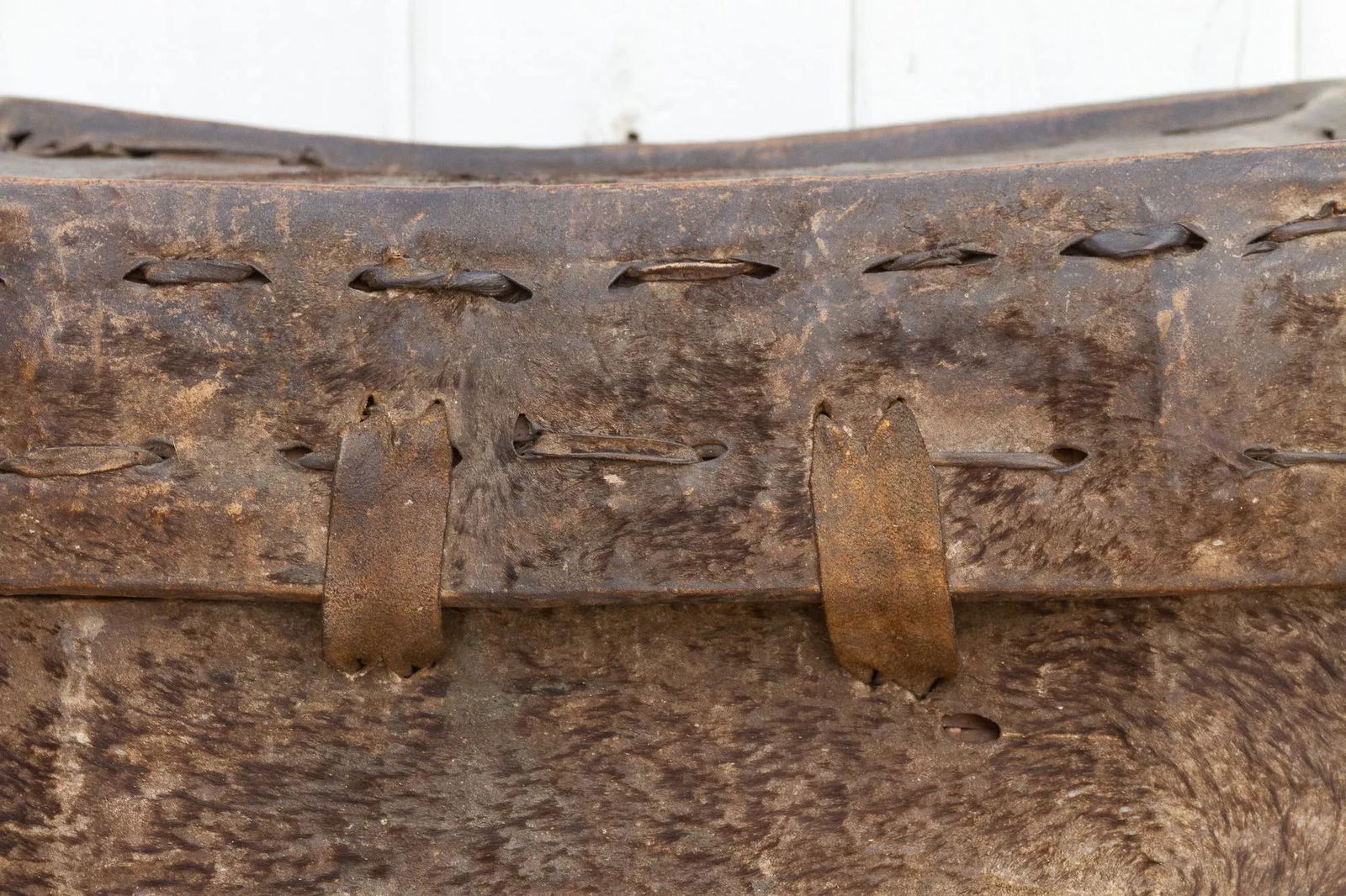 Rare Antique Hide Trunk From Bhutan - 5