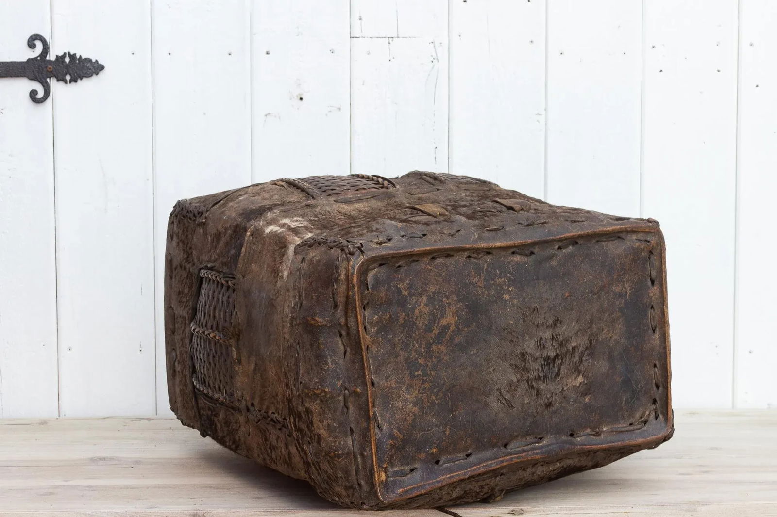 Rare Antique Hide Trunk From Bhutan - 8