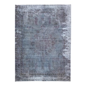 Vintage Persian Overdyed Handmade Medallion Blue Wool Rug