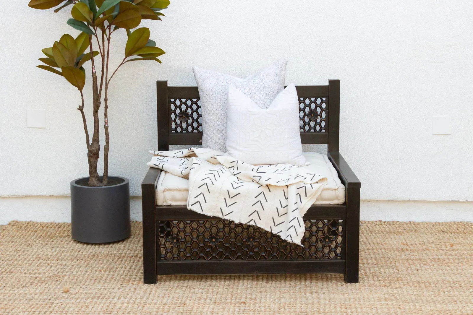 Elegant Floral Jali Lounge Club Chair - 2