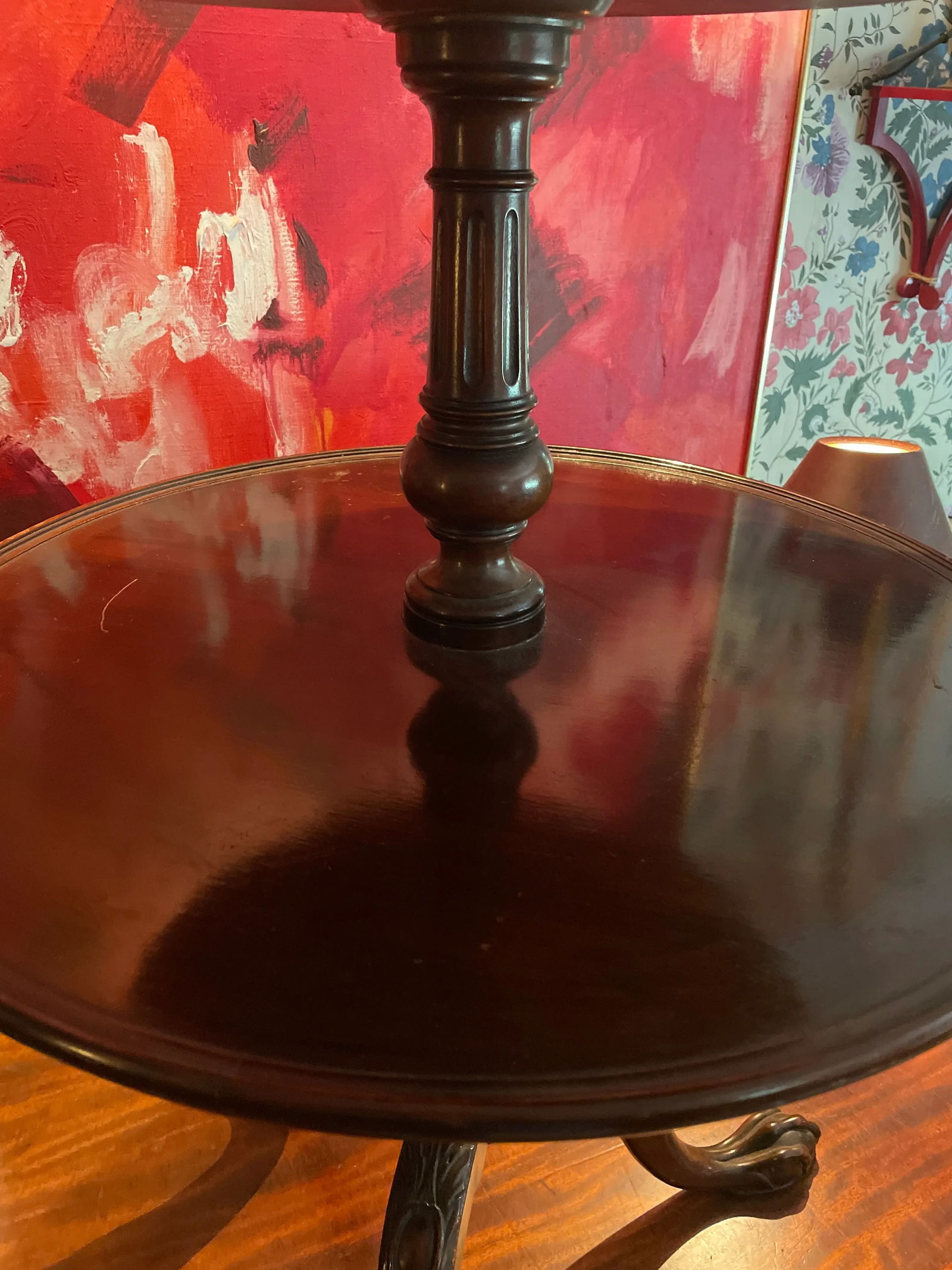 Irwin Furniture Company Dumb Waiter Mahogany Three Tier Silent Butler With Claw Feet - 4