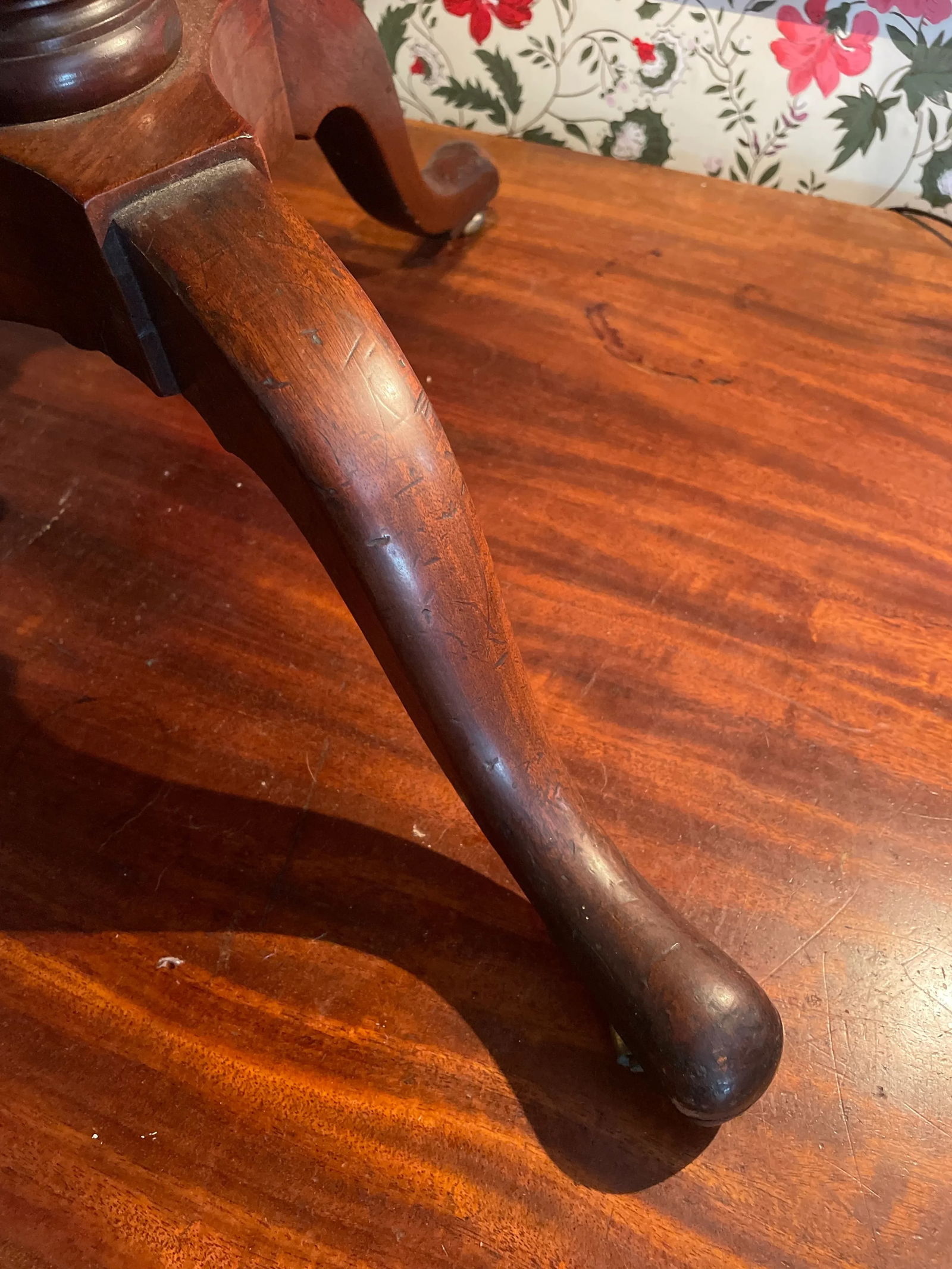 Antique Mahogany Dumb Waiter Silent Butler Three Tier Server - 2