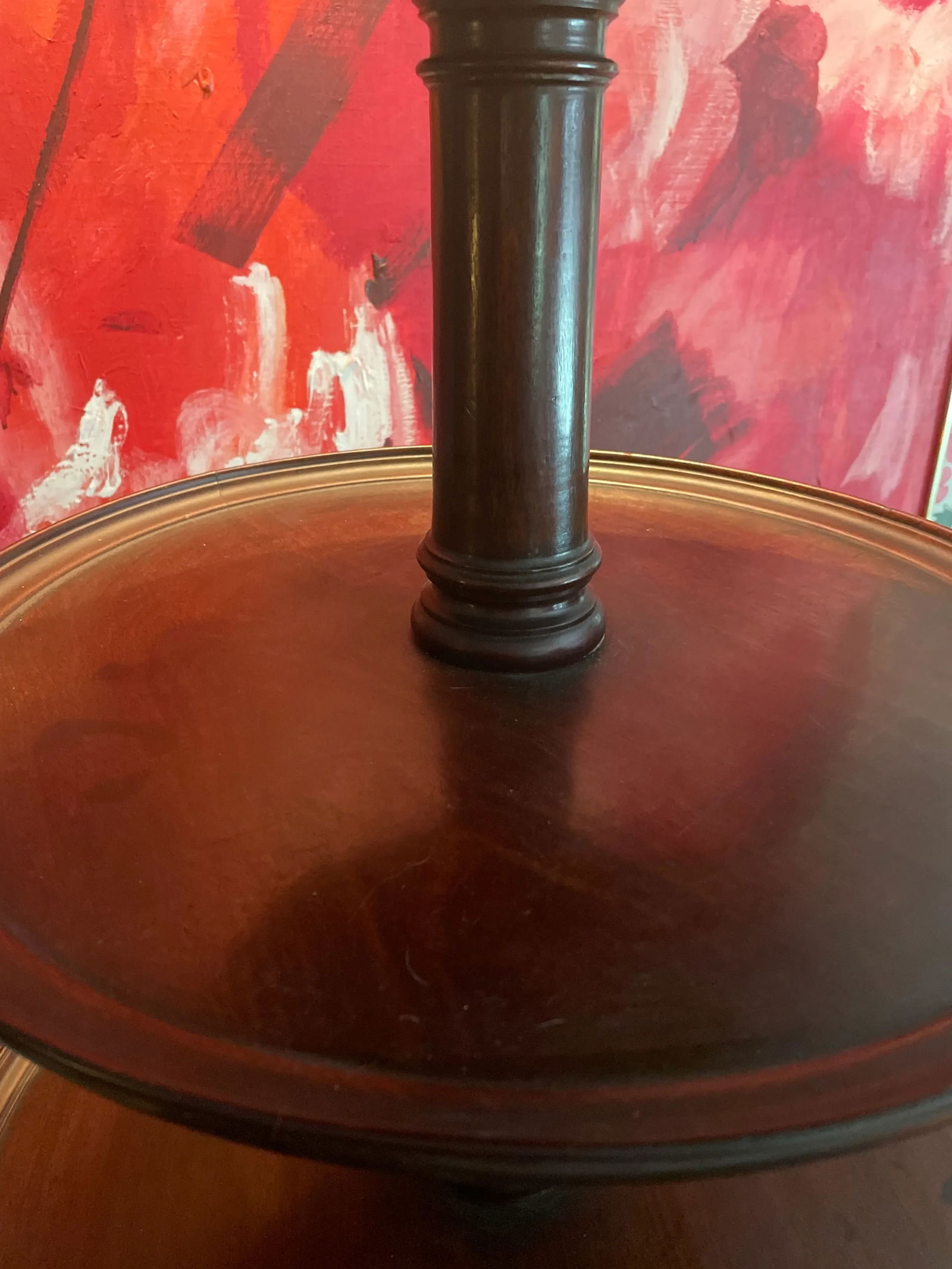 Antique Mahogany Dumb Waiter Silent Butler Three Tier Server - 5