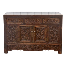19th Century Carved Chinese Carved Buffet