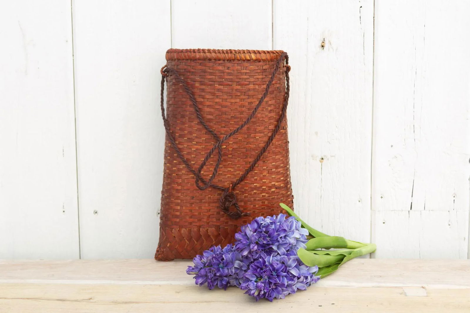 Vintage Finely Woven Farm Basket - 2