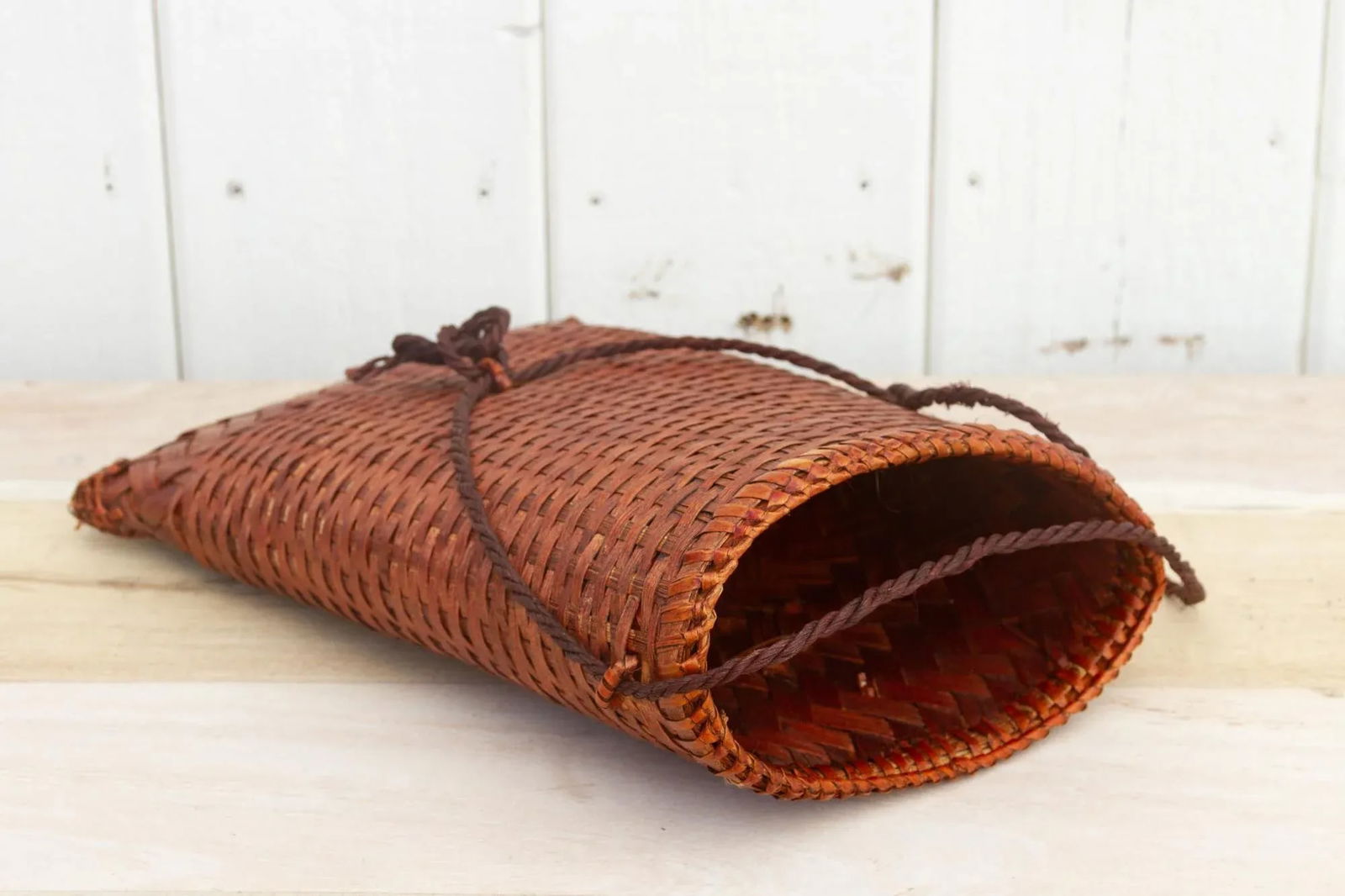 Vintage Finely Woven Farm Basket - 4