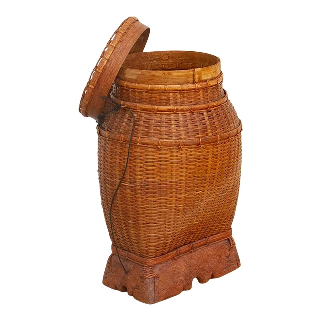 Vintage Asian Round Woven Container (1 of 8)