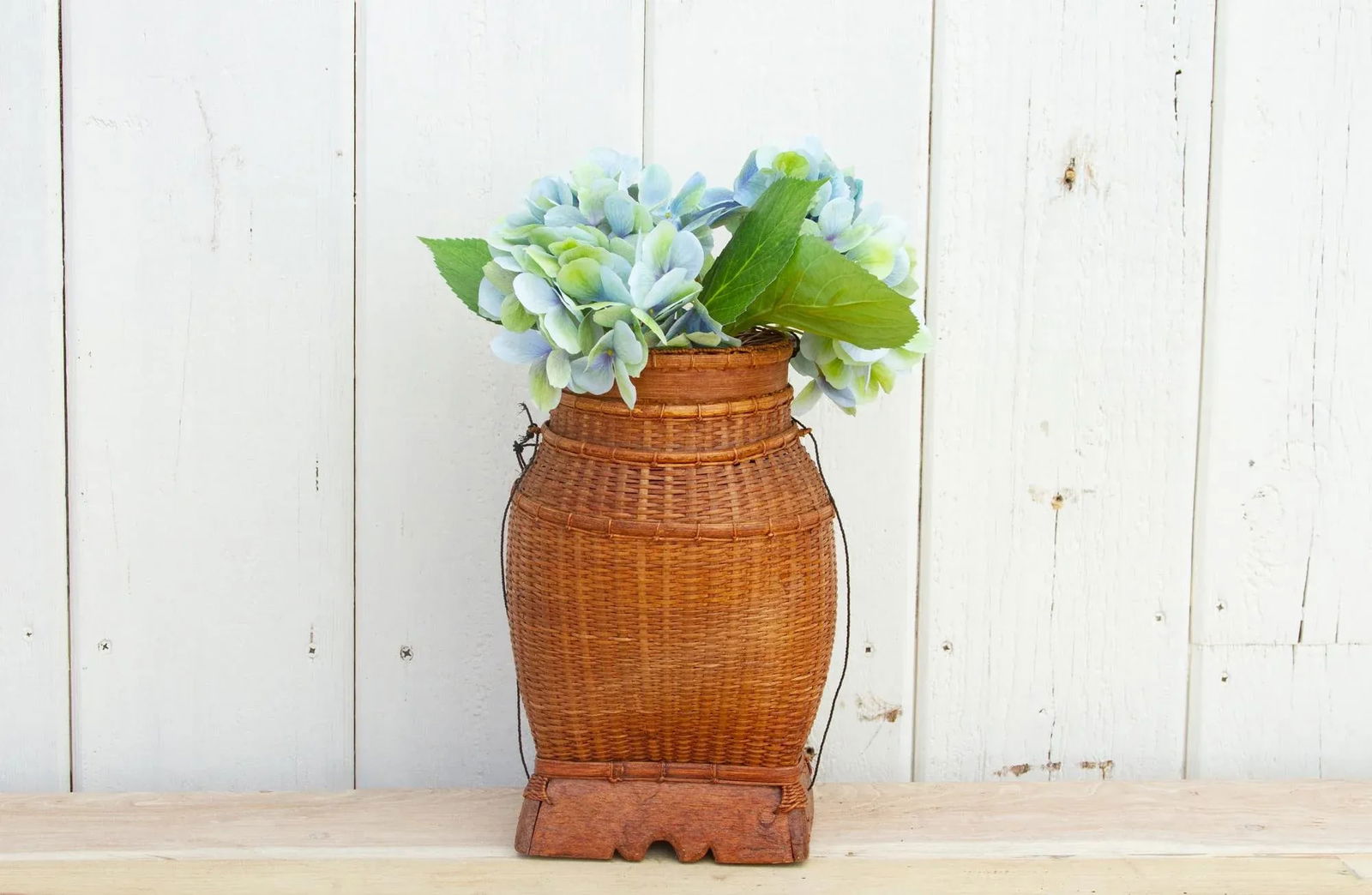 Vintage Asian Round Woven Container - 7