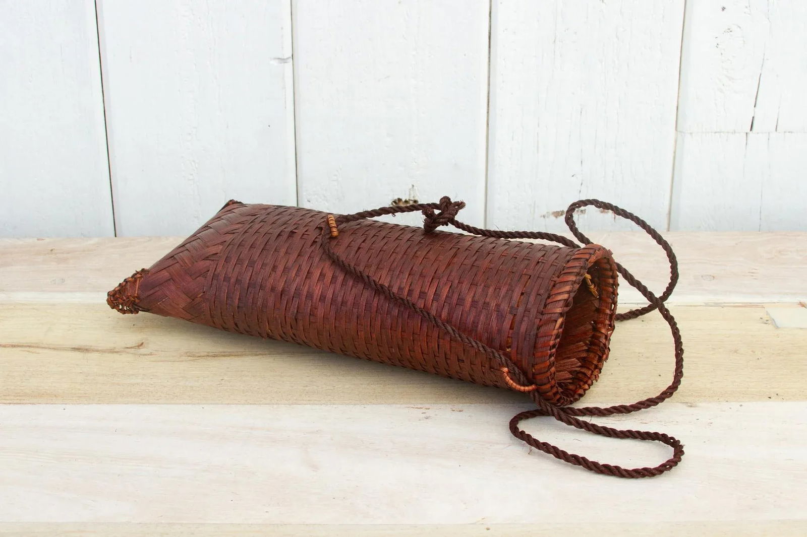 Vintage Cylinder Shape Asian Basket - 6