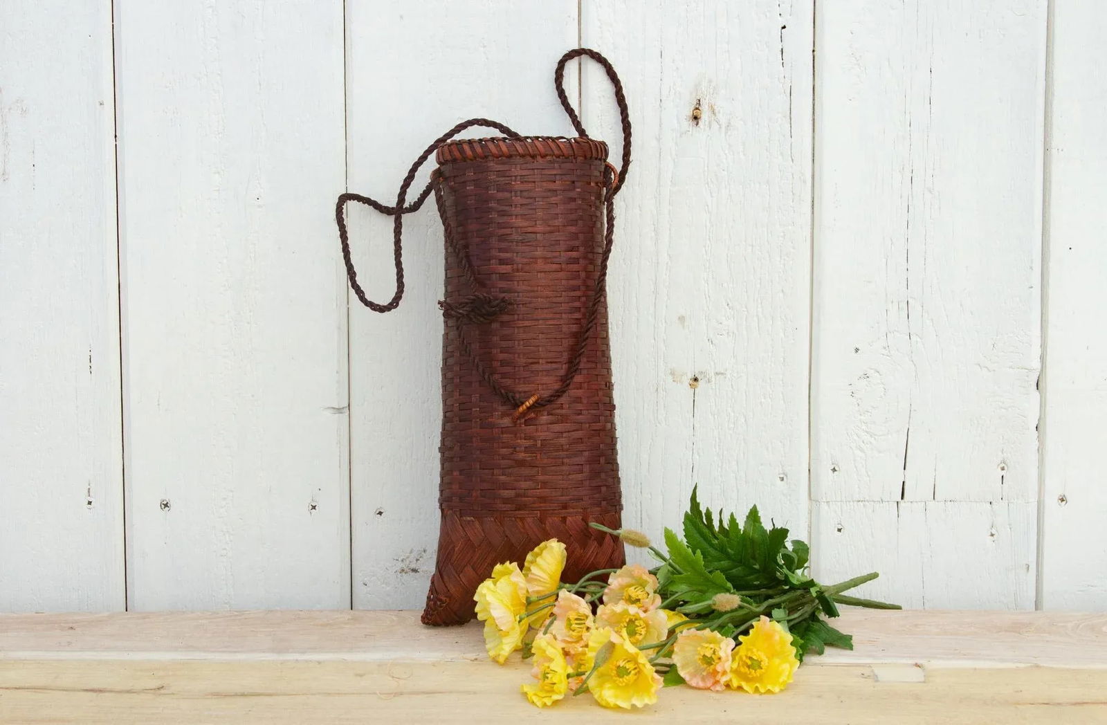 Vintage Cylinder Shape Asian Basket - 7
