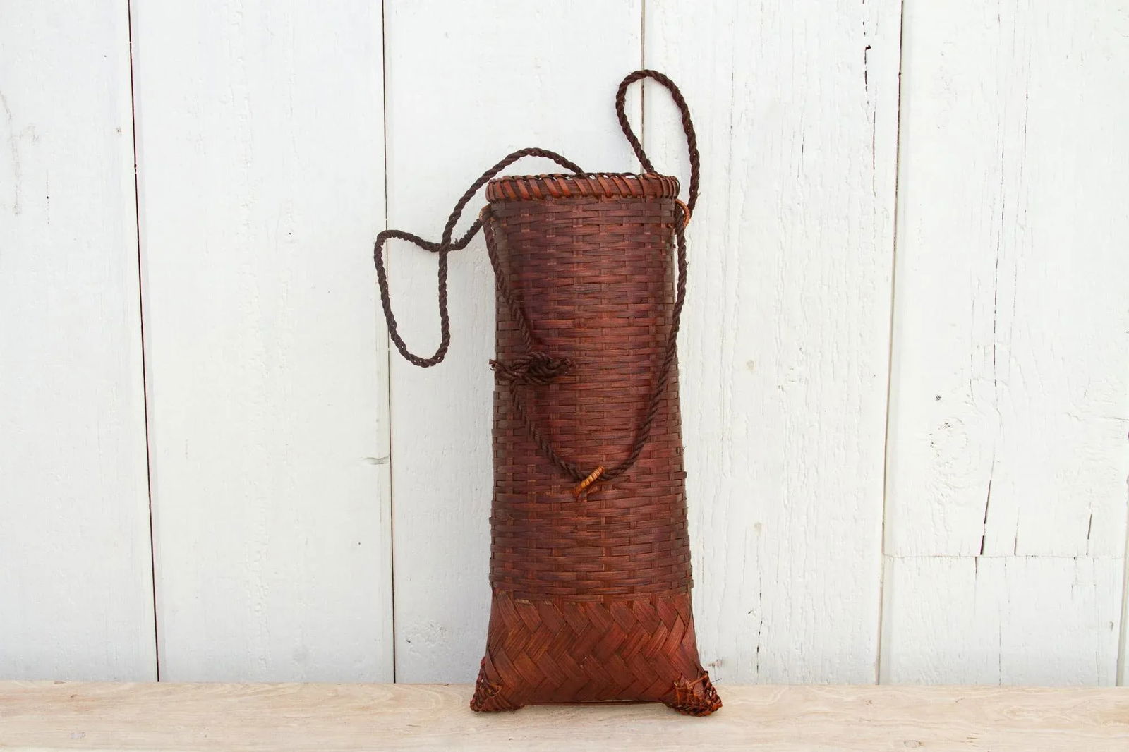 Vintage Cylinder Shape Asian Basket - 8