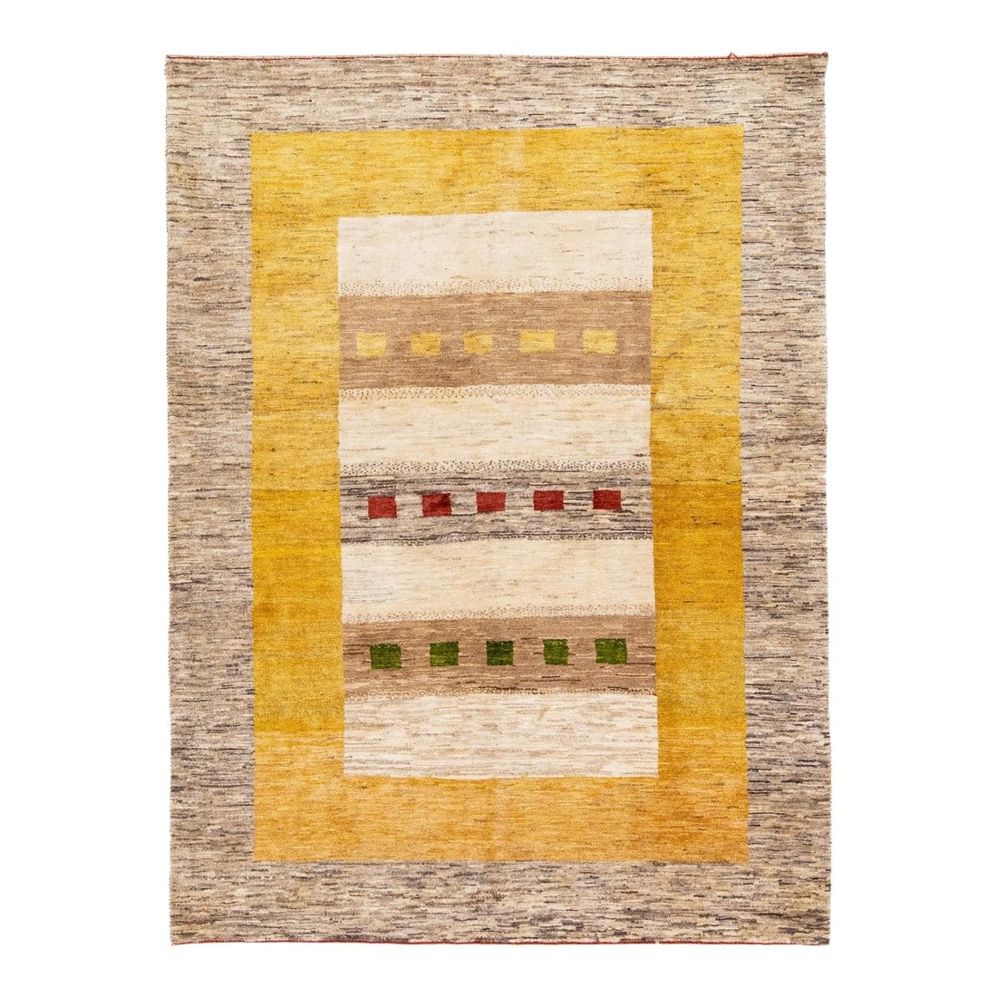Modern Persian Gabbeh Handmade Designed Brown and Yellow Wool Rug (1 of 10)
