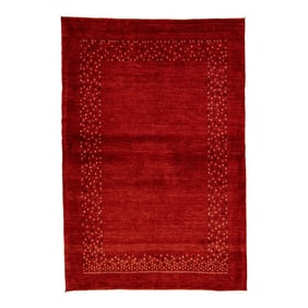 Modern Gabbeh Red Handmade Designed Persian Wool Rug