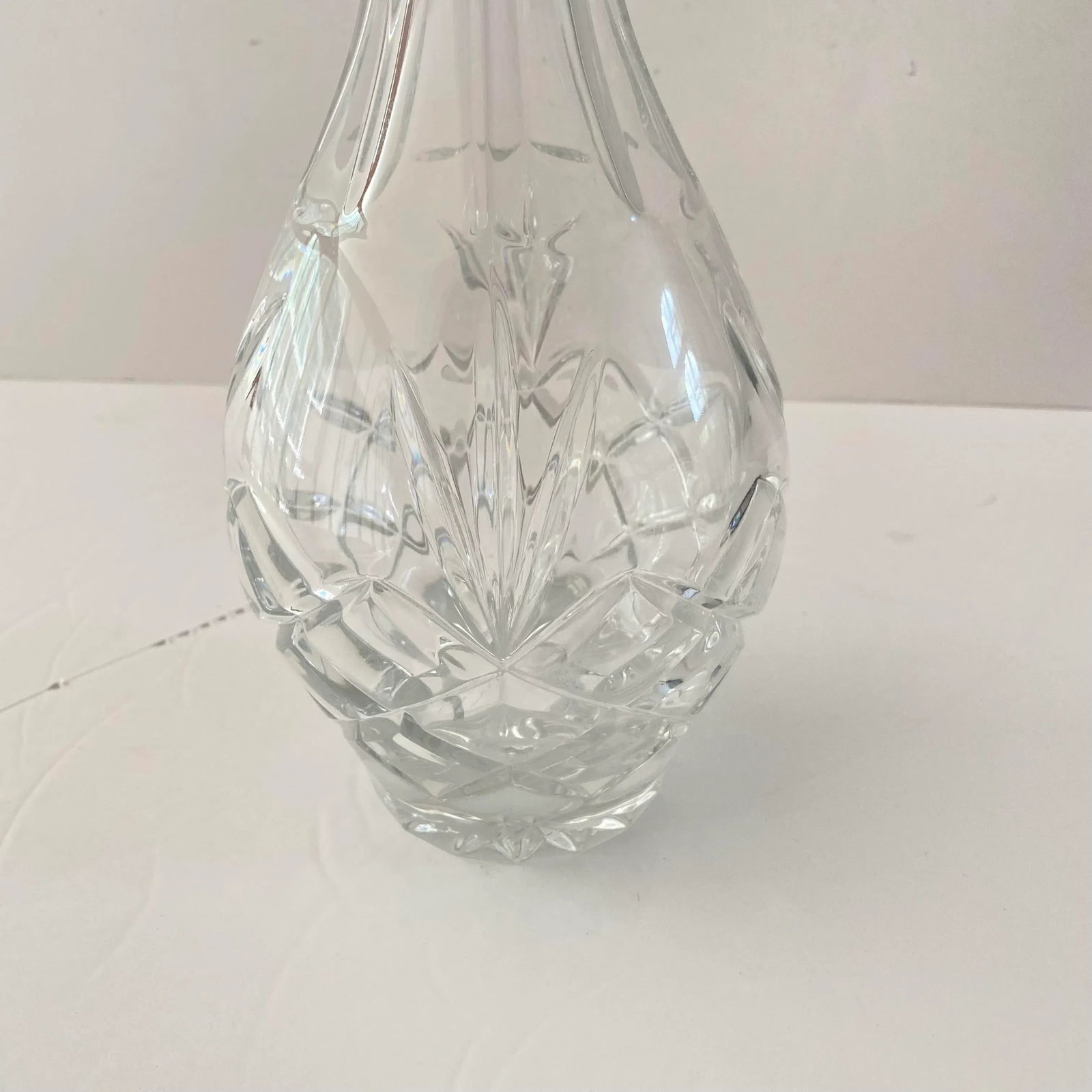 Vintage 1980s Cut Crystal Cylindrical Decanter With Octagonal Stopper - 2